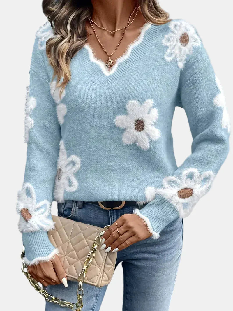 Charlotte | Timeless V-Neck Floral Sweater
