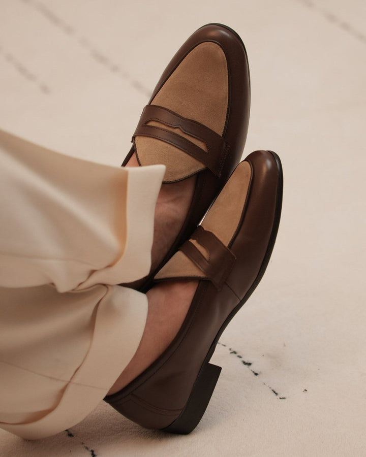 Genuine leather slip-on loafers